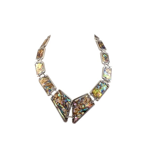 Queen of the Sea Natural Abalone Paua Silver Abalone Shell and Silver Tone State - Picture 7 of 9